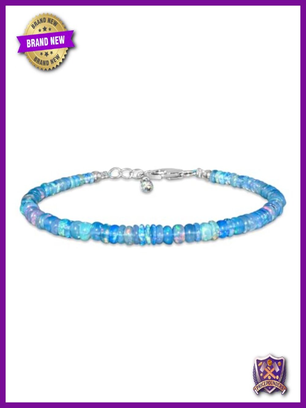 Natural Ethiopian Opal Beaded Bracelet 925 Sterling Silver